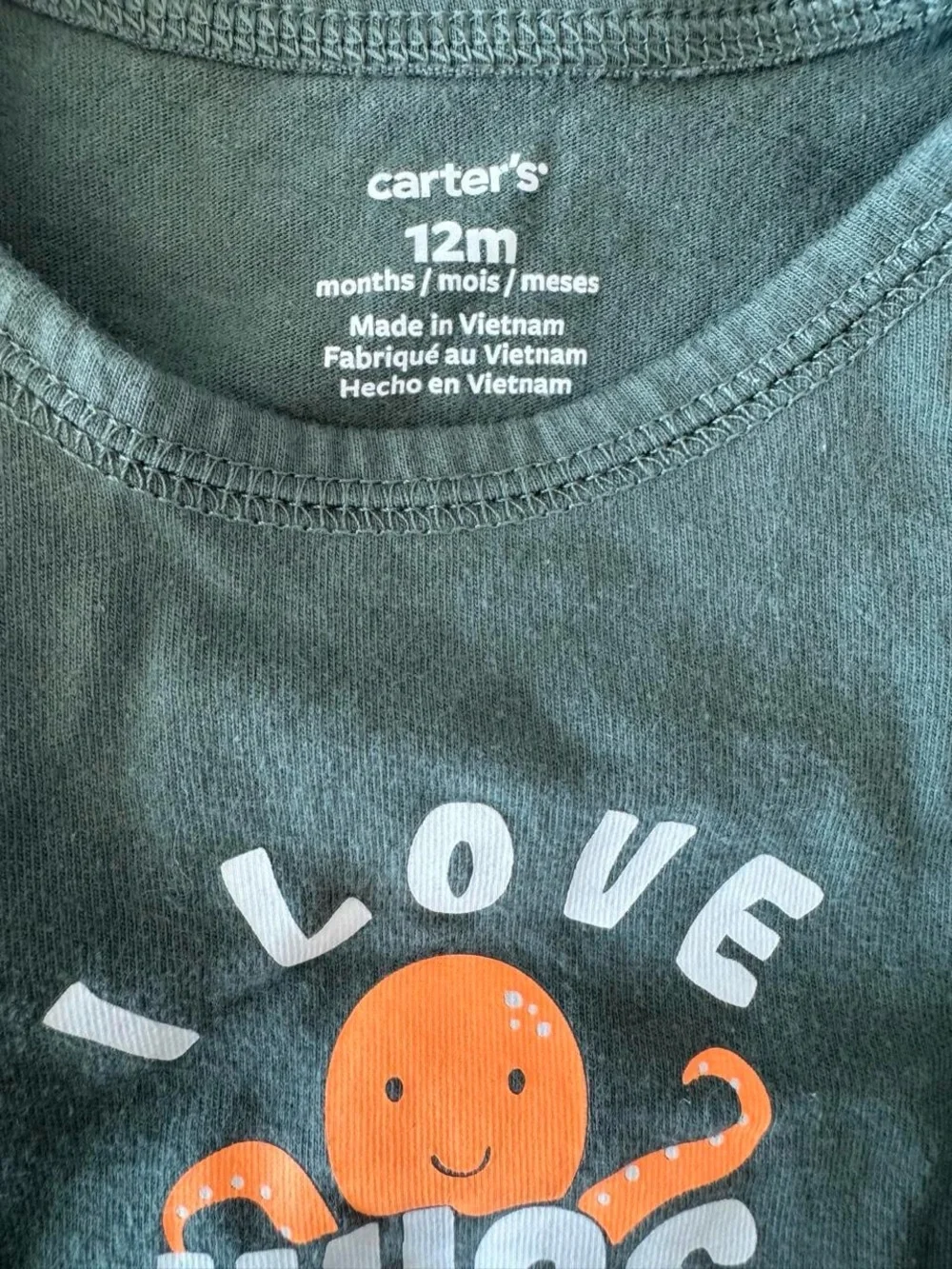 Carter's Dark Green Baby One-Piece with Orange Octopus Graphic